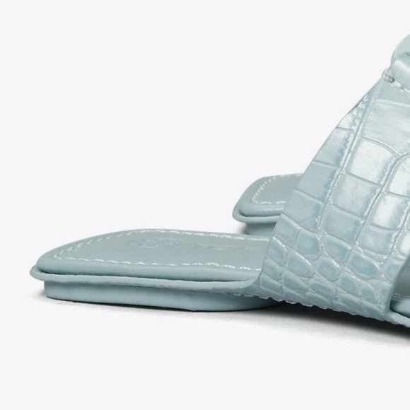 TORY BURCH * $248 * Georgia Northern Blue Soft Croc Embossed Logo Sandal 11 - Picture 8 of 8